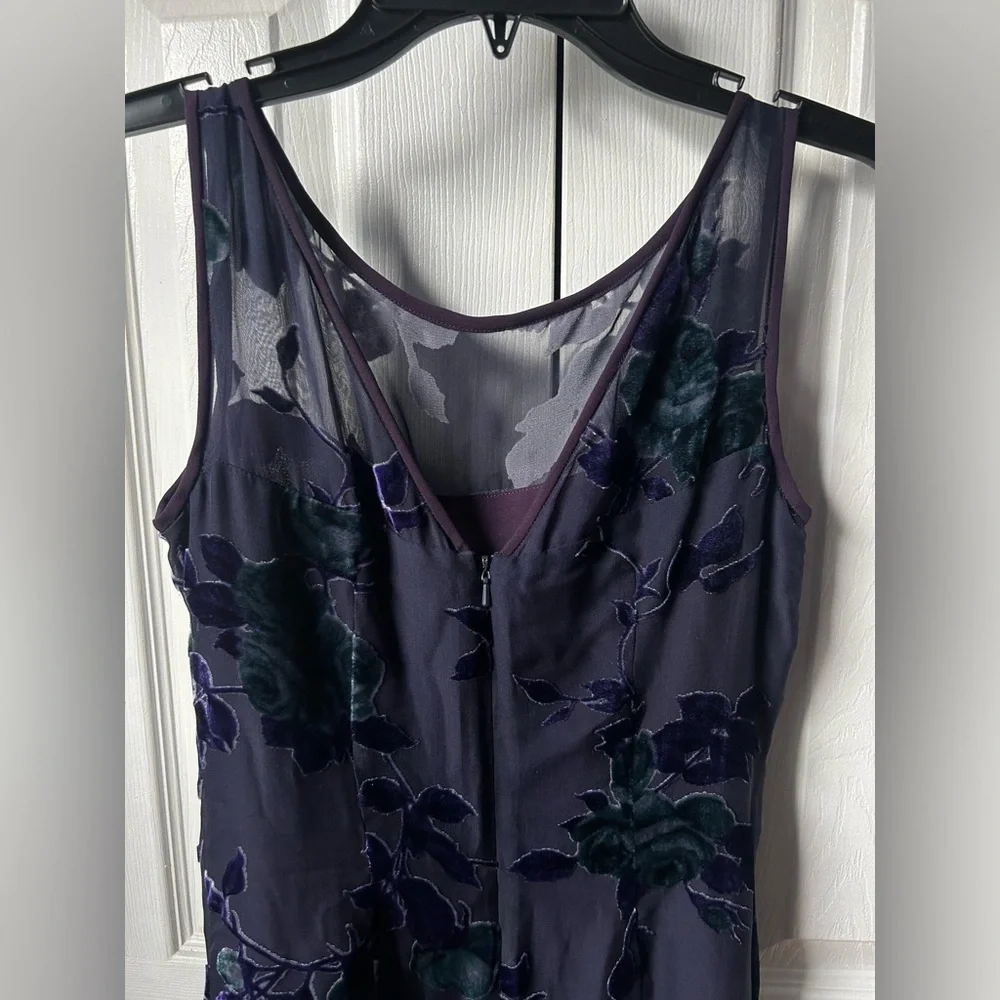 NWT Liz Claiborne Vintage Dark Purple Sheer Floral Shift Dress - 4P